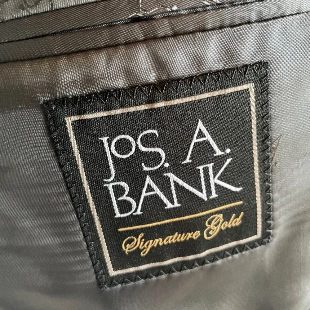 Jos‎ A Bank Signature Gold Blazer Men's 42R Gray Glen Check 100% Wool Sport Coat
